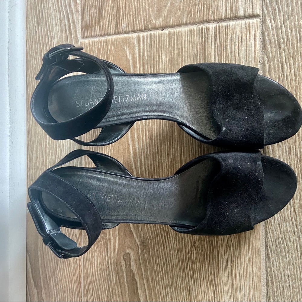Stuart Weitzman Black Suede Strappy Platform Sandal. Size 10 - Picture 4 of 8